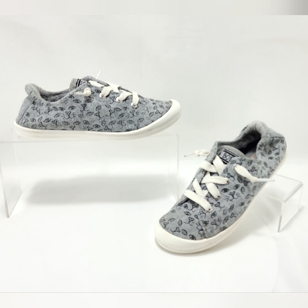 BOBS BY SKETCHERS - Slip-on sneakers, cats, gray/black, size 7.5